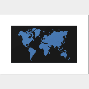 Blue mappemonde Posters and Art